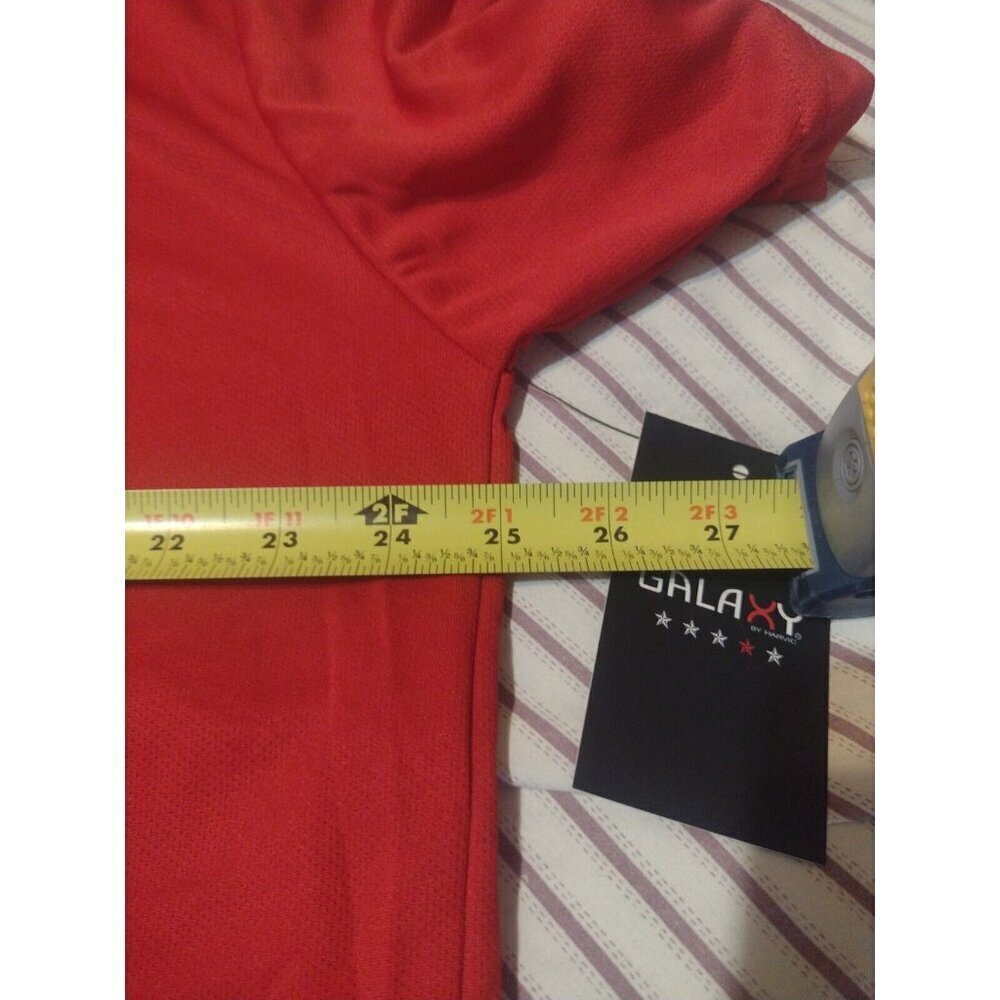 New NWT Men's Galaxy Size 3XL Solid Red Short Sleeve Polo Shirt Moisture Wicking - Picture 8 of 9